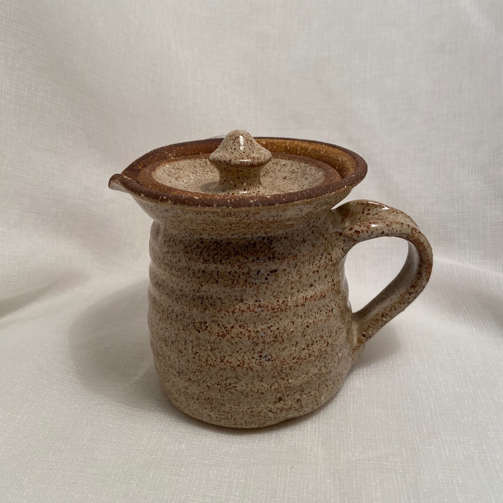 Vintage Stoneware Creamer with Lid